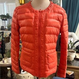 NWOT Benetton red puffy collarless jacket size 12